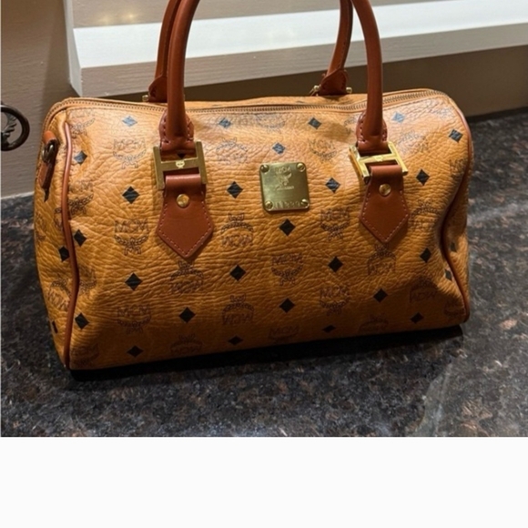 MCM Cognac Visetos Boston Bag EUC - Picture 6 of 11